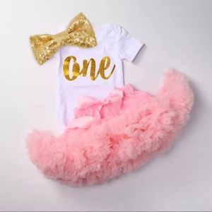 1st Birthday Outfit For Baby Girls | Pink Ruffle Tutu With Onesie and Headband